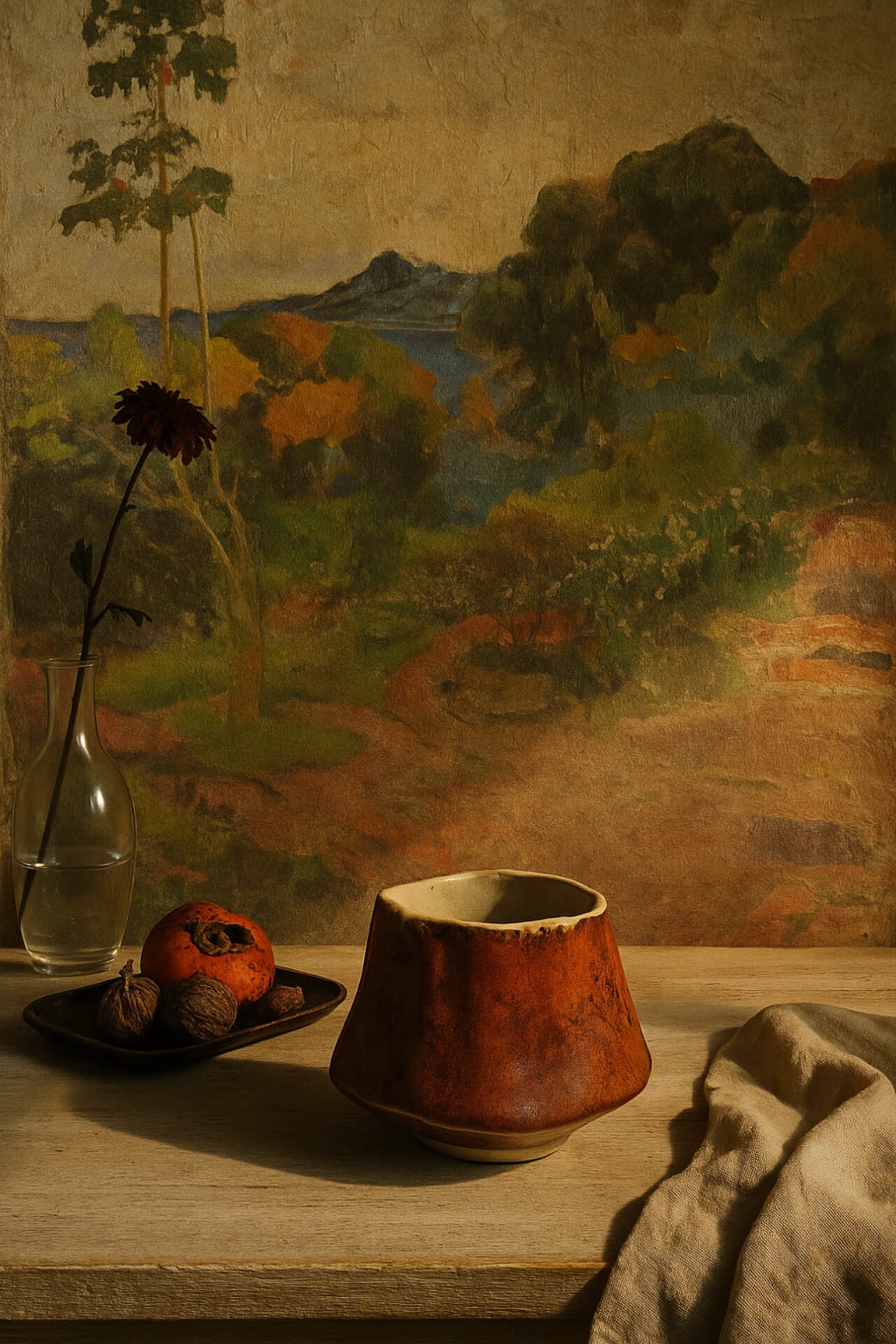 Bodegón con piezas de cerámica artesanal creadas en el taller